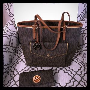 Michael Kors Large Logo Tote Bag & Large Wallet